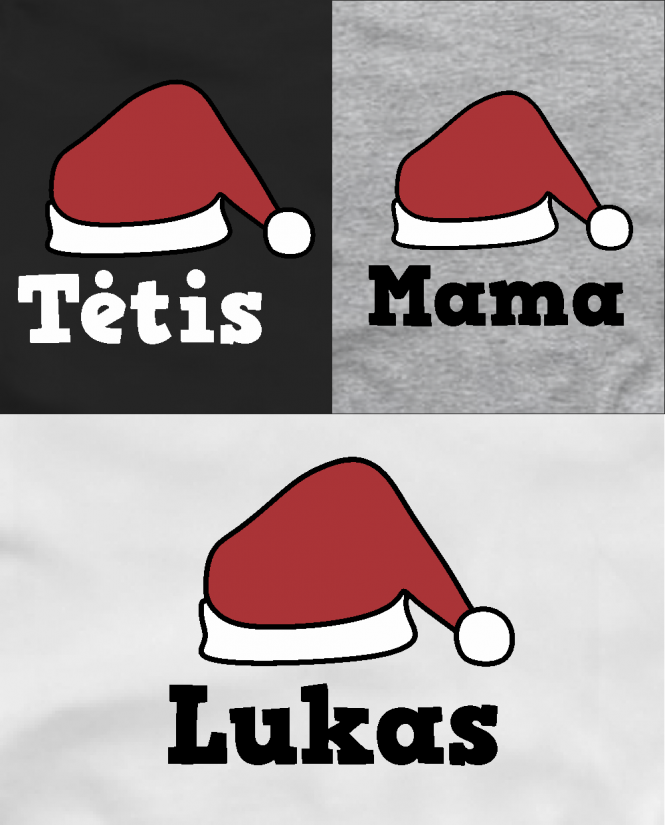marškinėliai šeimai Kalėdinė kepurė
